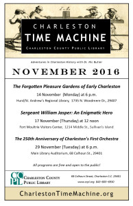 Charleston Time Machine November 2016 Events Flyer